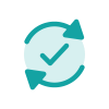 teal circular arrows checkmark update icon