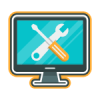 tool and screwdriver on desktop screen icon