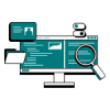 magnifying glass on computer screen icon